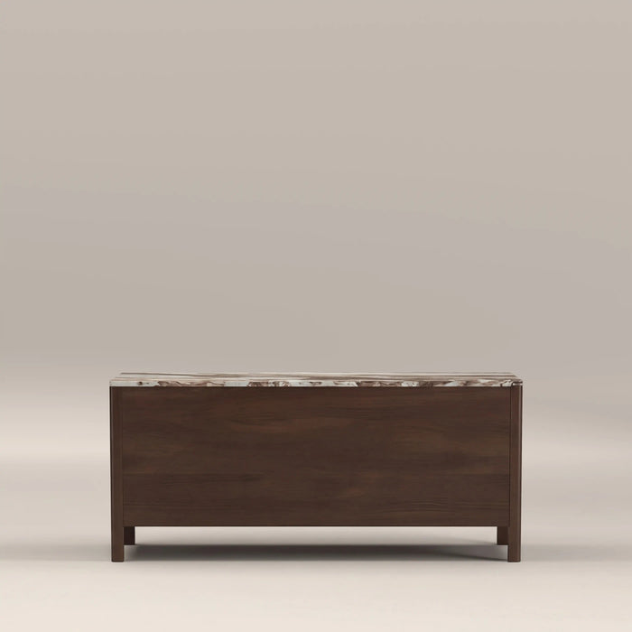 Tana 2 Door TV Stand French Riviera Honed Marble & Walnut
