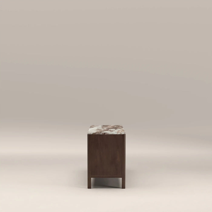 Tana 2 Door TV Stand French Riviera Honed Marble & Walnut