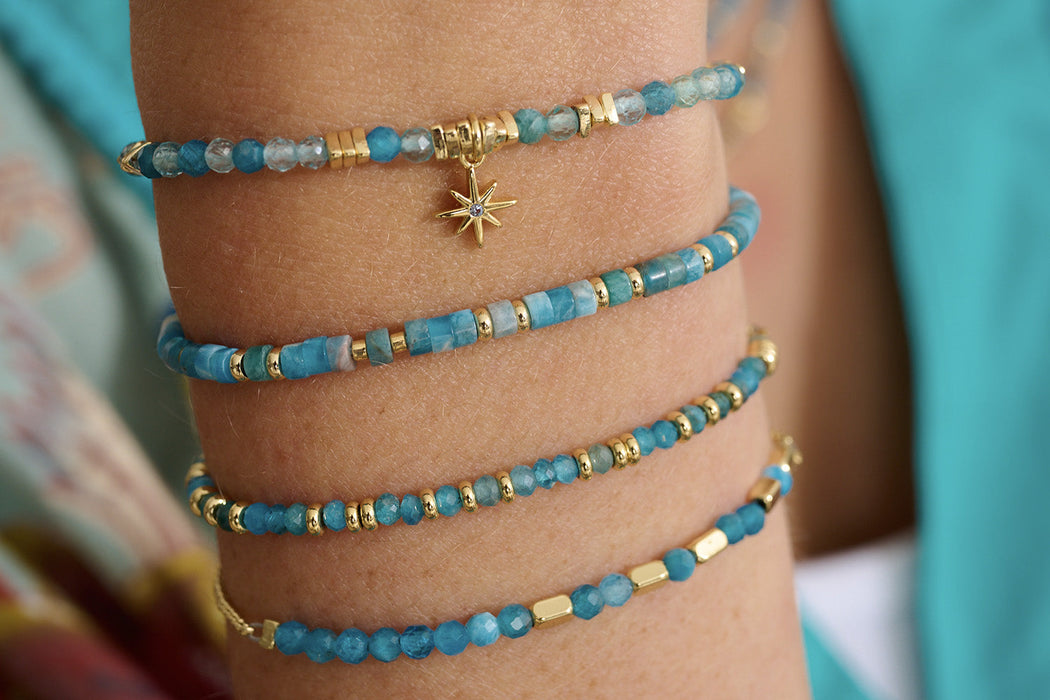 Una Apatite & Gold Star Charm Slider Bracelet