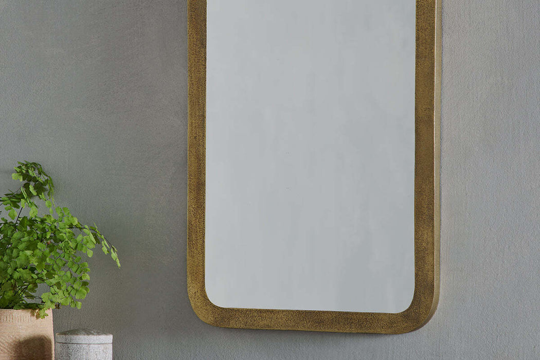 Ungura Rounded Mirror Antique Brass Small
