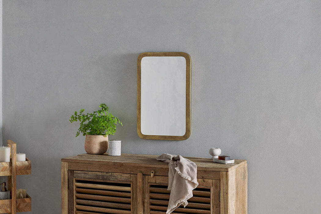 Ungura Rounded Mirror Antique Brass Small