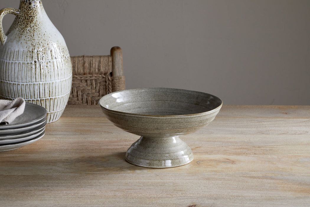 Valinha Earthenware Footed Bowl Grey