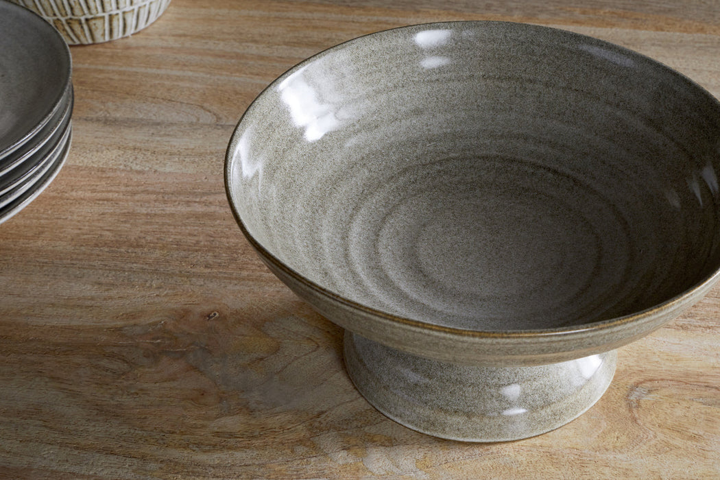 Valinha Earthenware Footed Bowl Grey