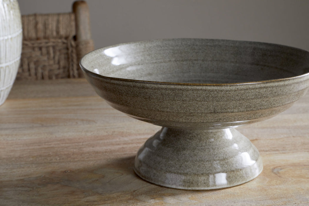 Valinha Earthenware Footed Bowl Grey