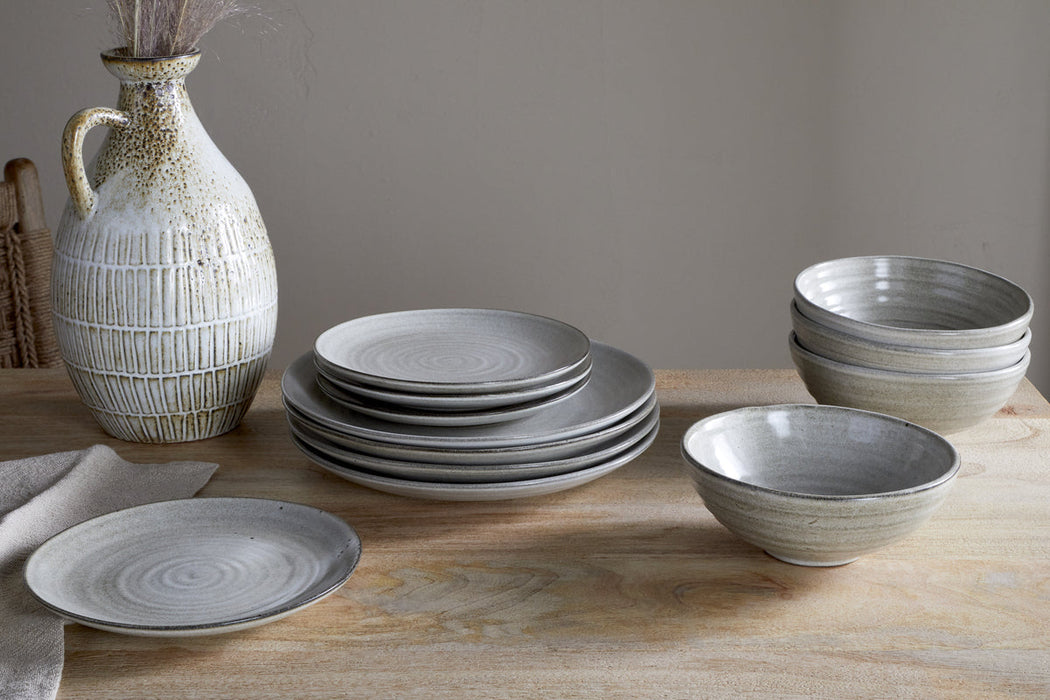 Valinha Earthenware Dinnerware Set Grey Set Of 12