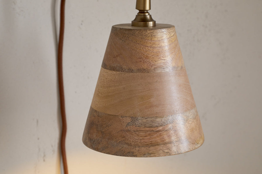 Vattu Mango Wood Plug In Wall Lamp Natural Antique Brass