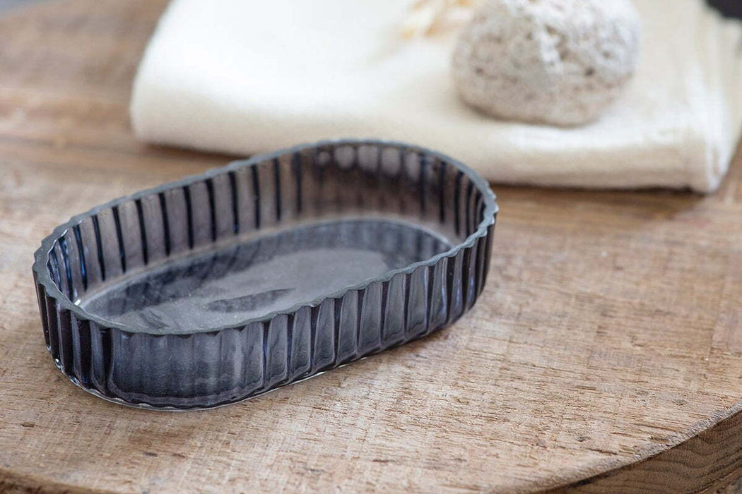 Valeska Recycled Glass Soap Dish Grey Smoke
