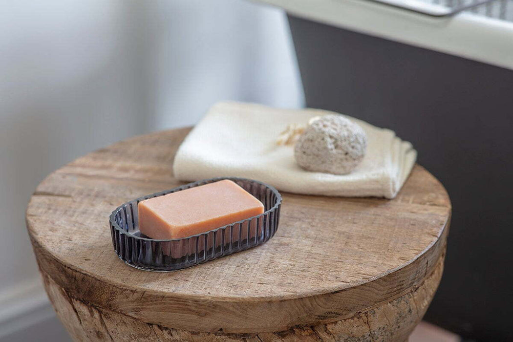 Valeska Recycled Glass Soap Dish Grey Smoke