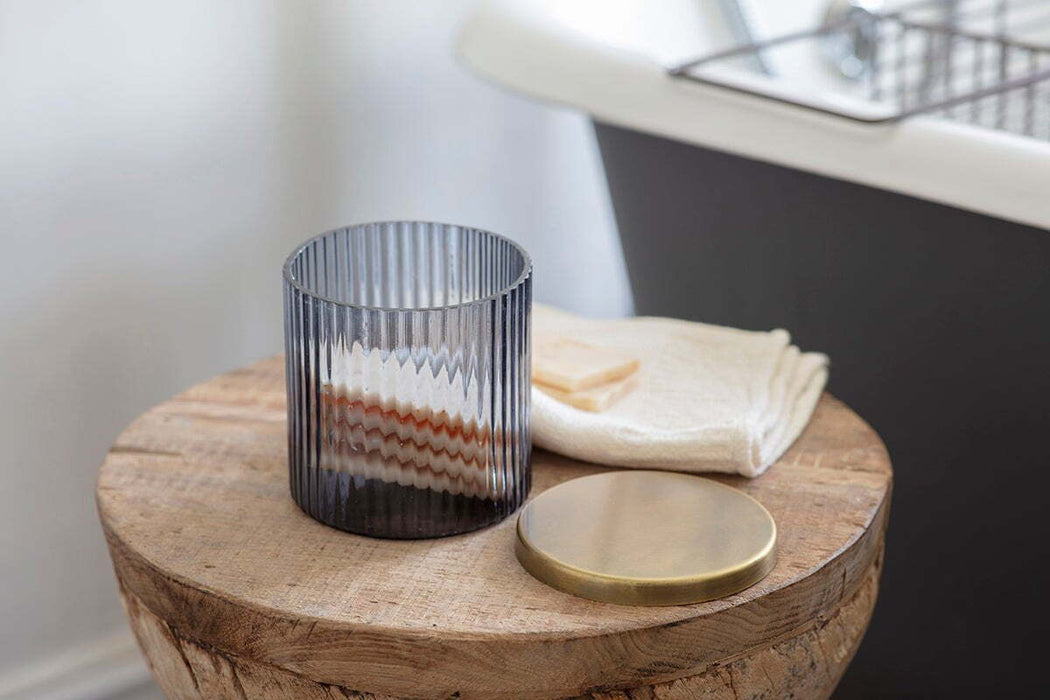 Valeska Recycled Glass Storage Pot Grey Smoke