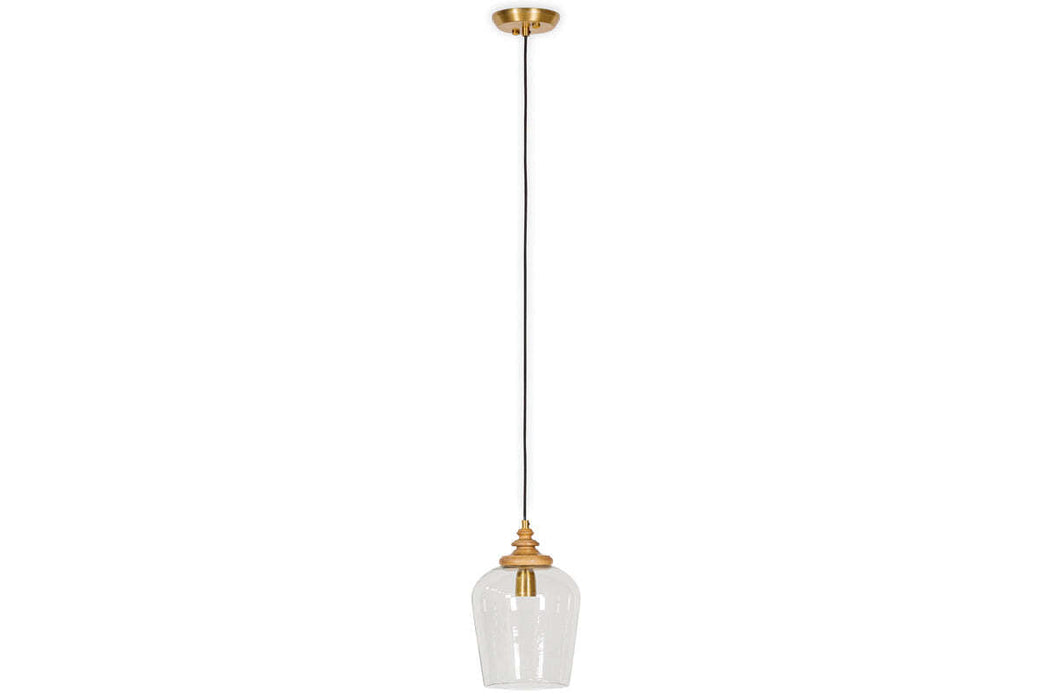 Varuna Mango Wood & Glass Pendant Lamp - Natural & Clear