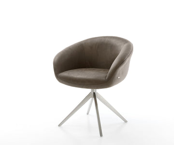 Dining Chair Vinka Microfiber Taupe Vintage Cross Base 360° Swivel Silver Pocket Springs