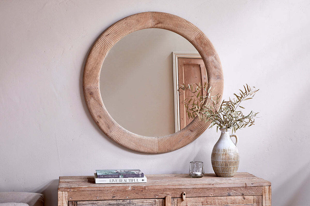 Vivan Grooved Wood Mirror Natural