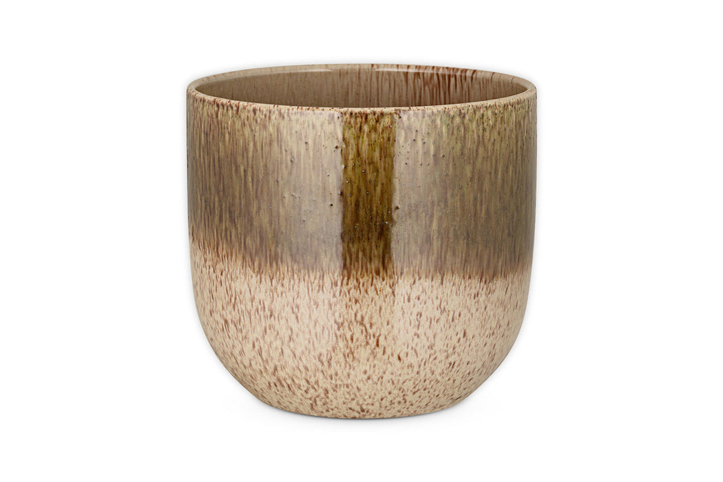 Almeida Reactive Glaze Plant Pot - Olive & Natural
