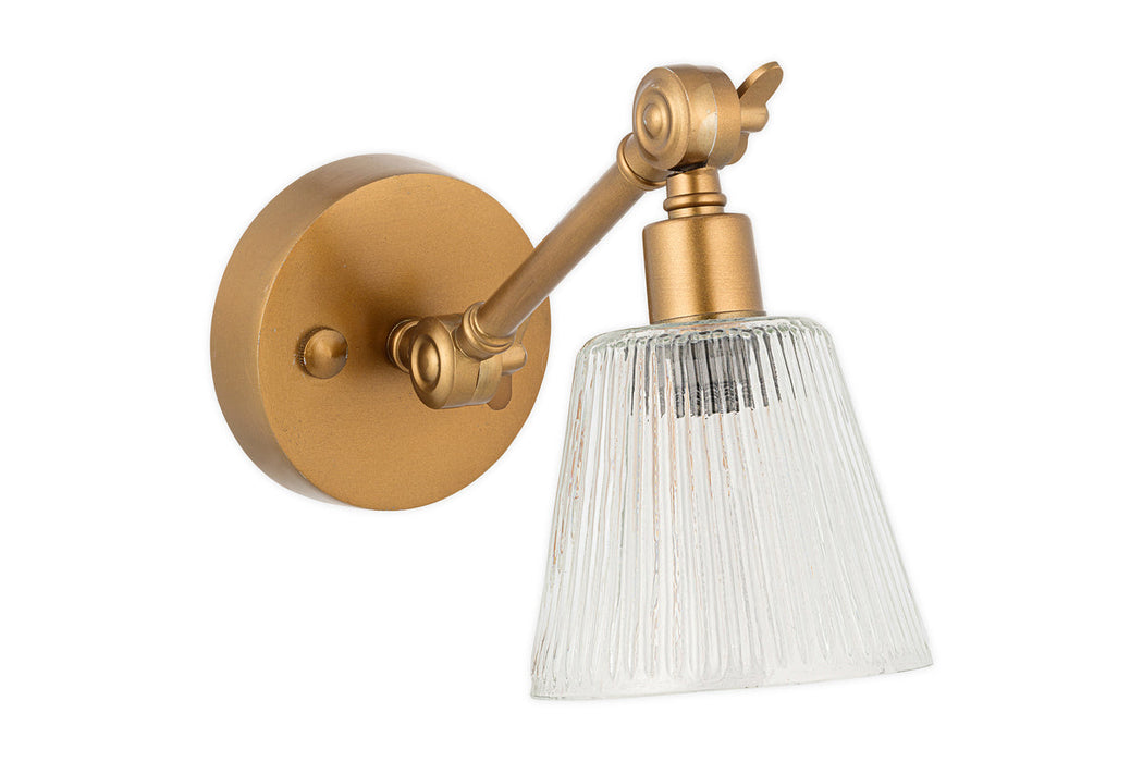 Davika Ribbed Glass Task Wall Lamp Clear Antique Brass