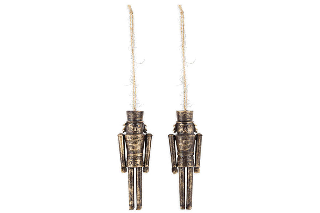 Imay Nutcracker Baubles Antique Brass Set Of 2