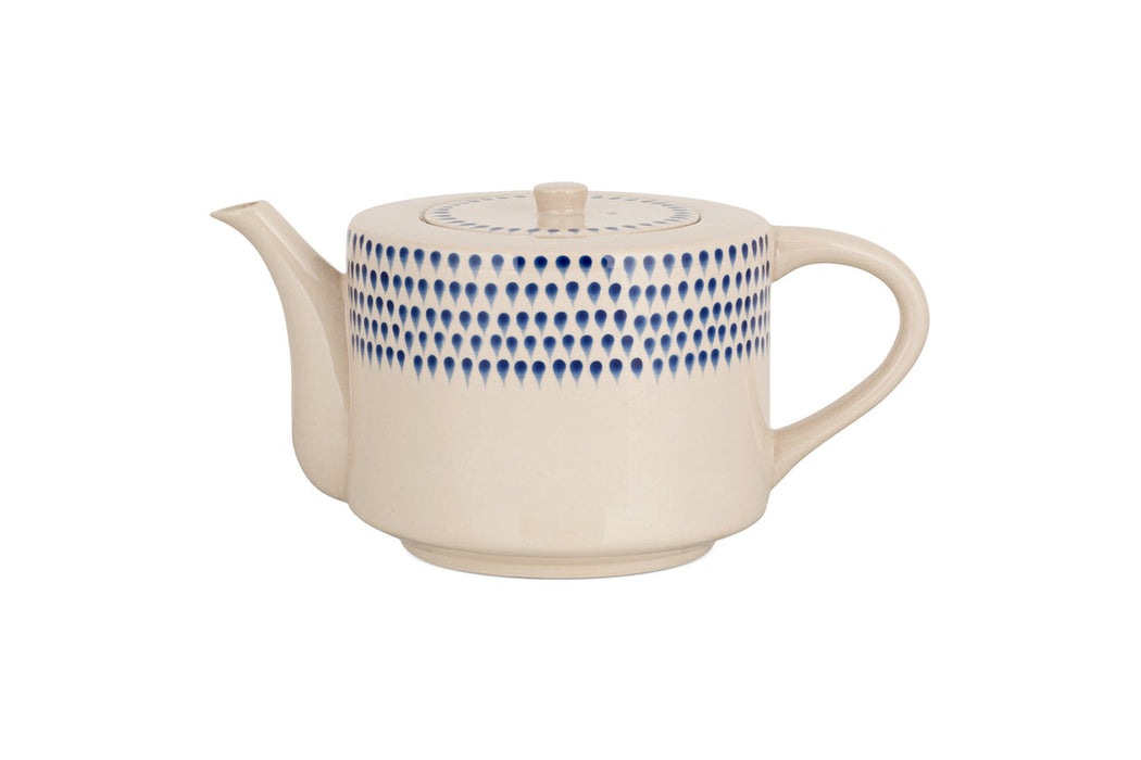 Indigo Drop 4 Person Teapot Cream Indigo