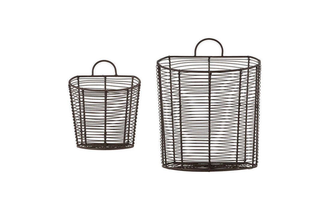 Inkollu Wall Hung Baskets Aged Brass Set Of 2