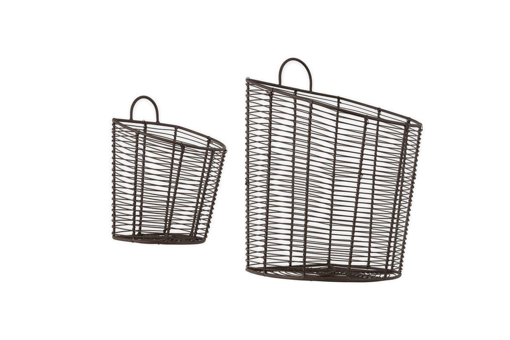 Inkollu Wall Hung Baskets Aged Brass Set Of 2