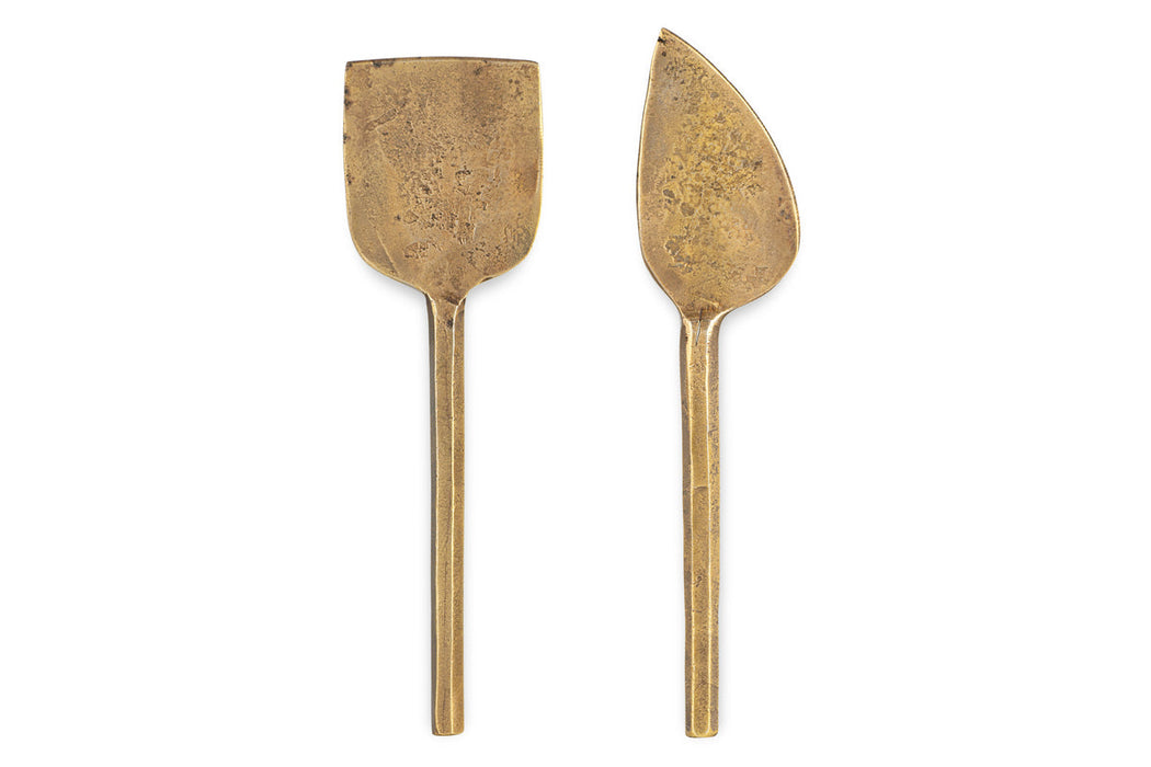 Kasa Cheese Knives Antique Brass Set Of 2