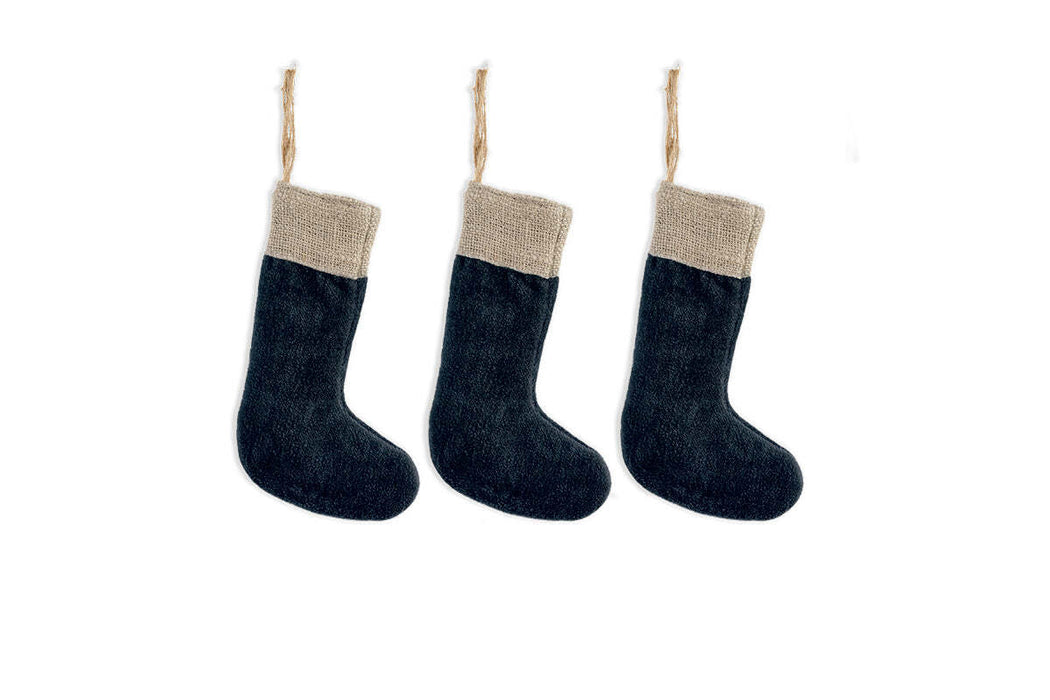 Karru Cotton Velvet Mini Stockings Indigo Set Of 3