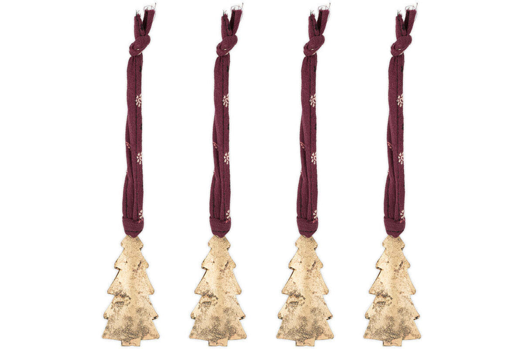 Mishti Tree Baubles Antique Brass Small Set Of 4