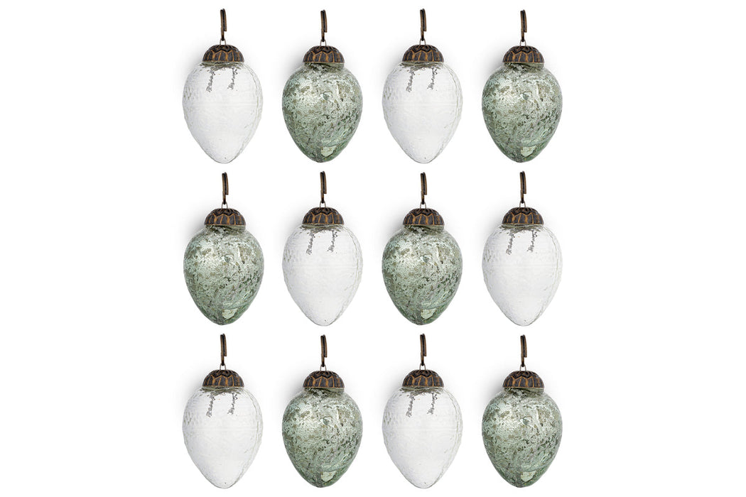 Enia Mini Hanging Egg Decoration Antique Teal Clear Set Of 12
