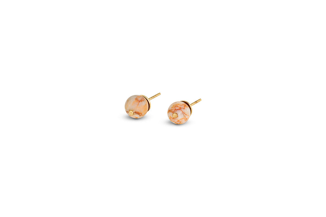 Cerita Rhodochrosite Stud Earirngs Rhodochrosite Gold