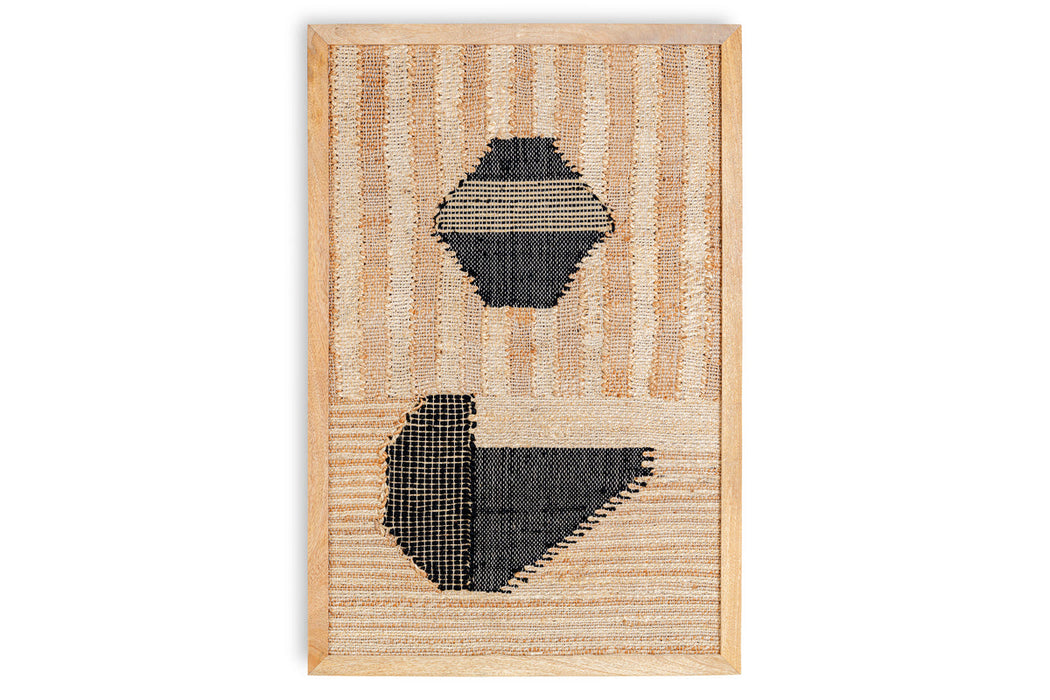 Kiran Large Textured Wall Art - Natural & Dark Blue
