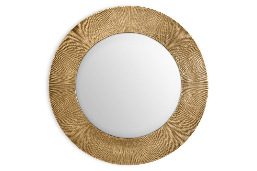 Moto Round Mirror Antique Brass