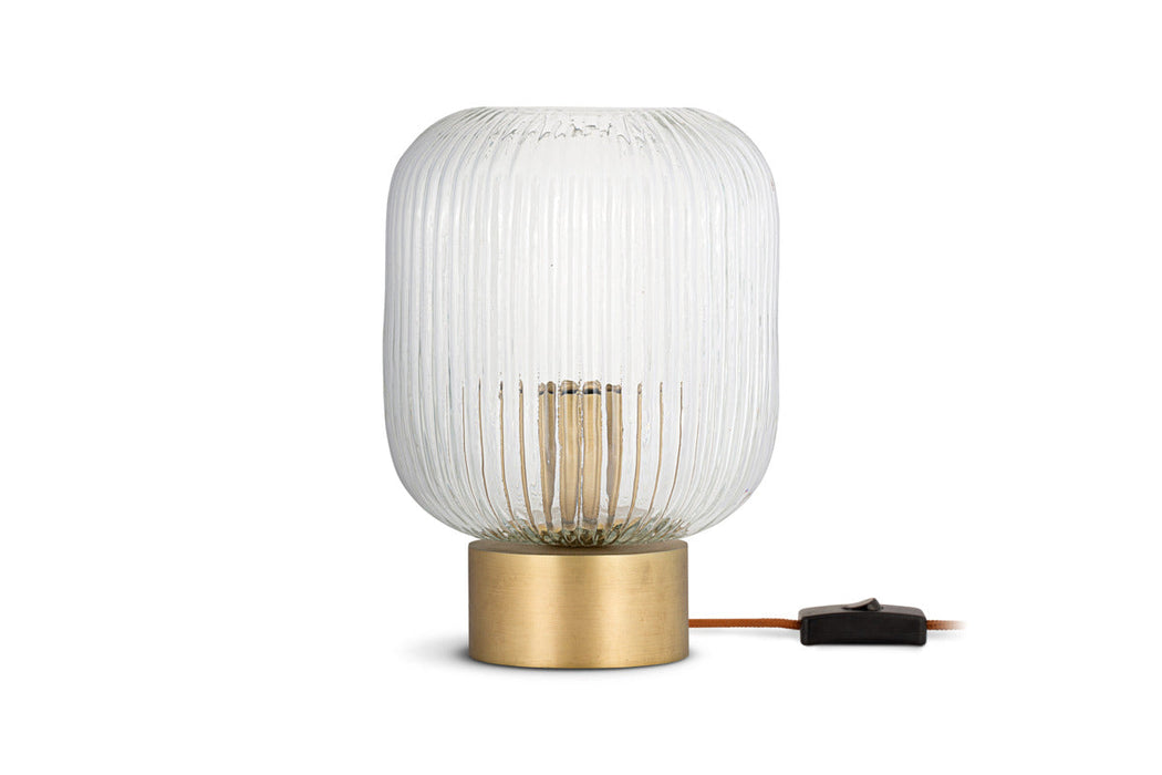 Rizal Fluted Glass Bedside Table Lamp Antique Brass Clear