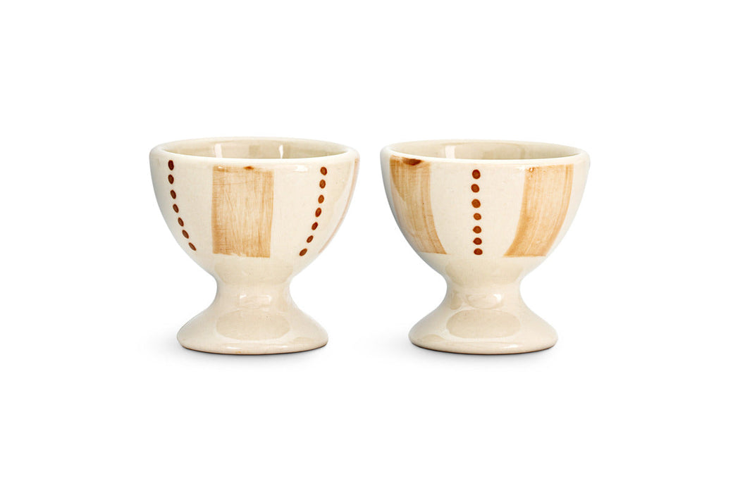 Patthar Egg Cups - Cream & Clay - Set of 2