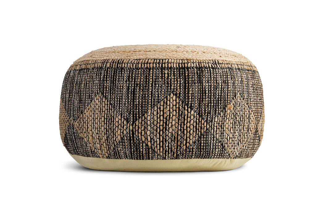 Kapil Jute Round Pouf Charcoal