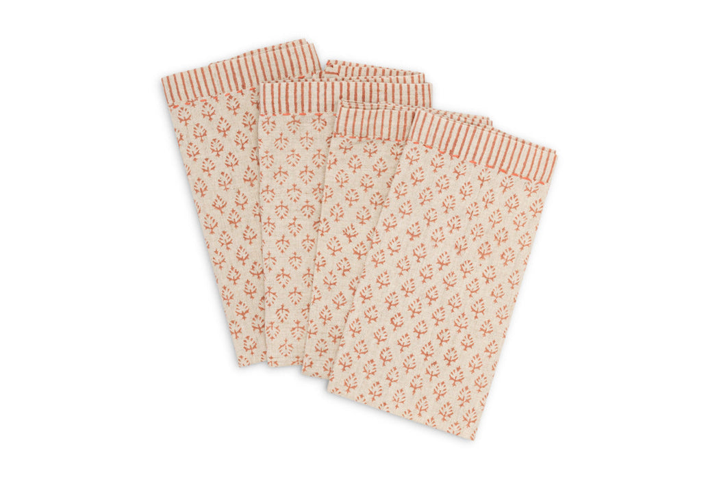 Peplu Block Print Napkin Terracotta Set Of 4