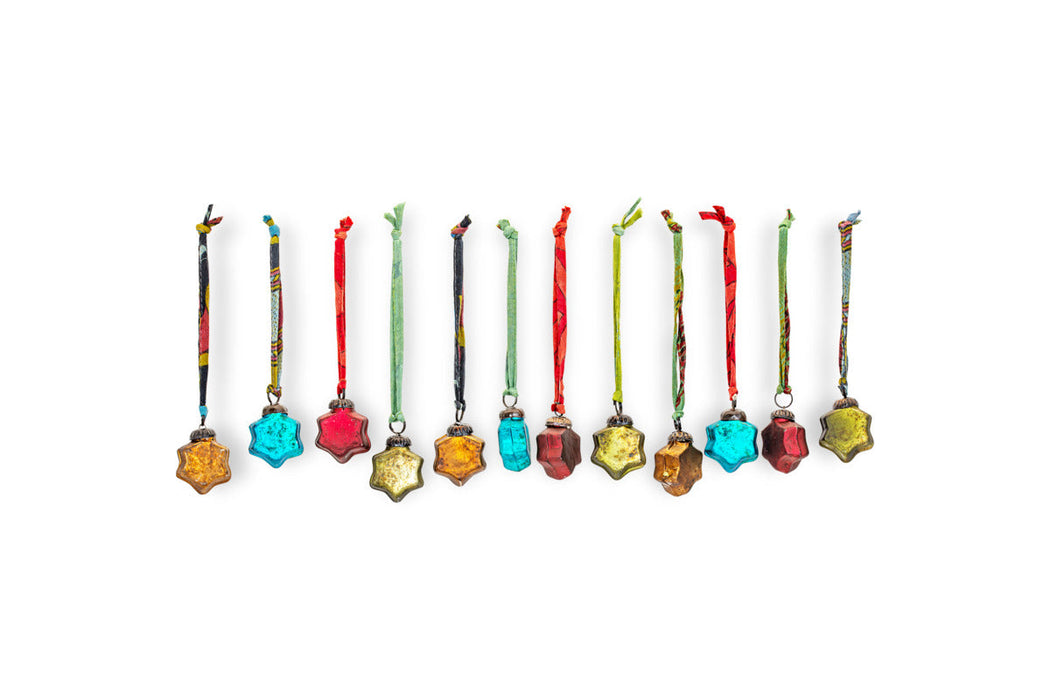 Oko Mini Star Baubles Mixed Matt Set Of 12
