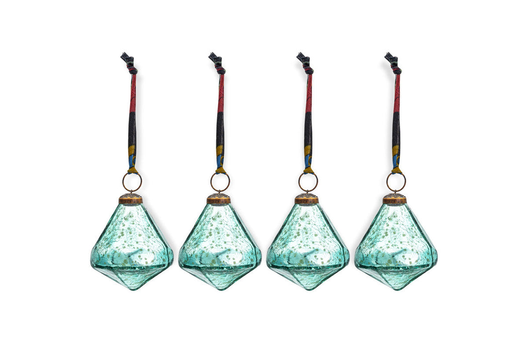 Tamti Baubles Teal Crackle Set Of 4