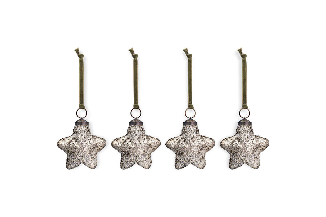 Riyara Bauble Silver Sparkle Set Of 4