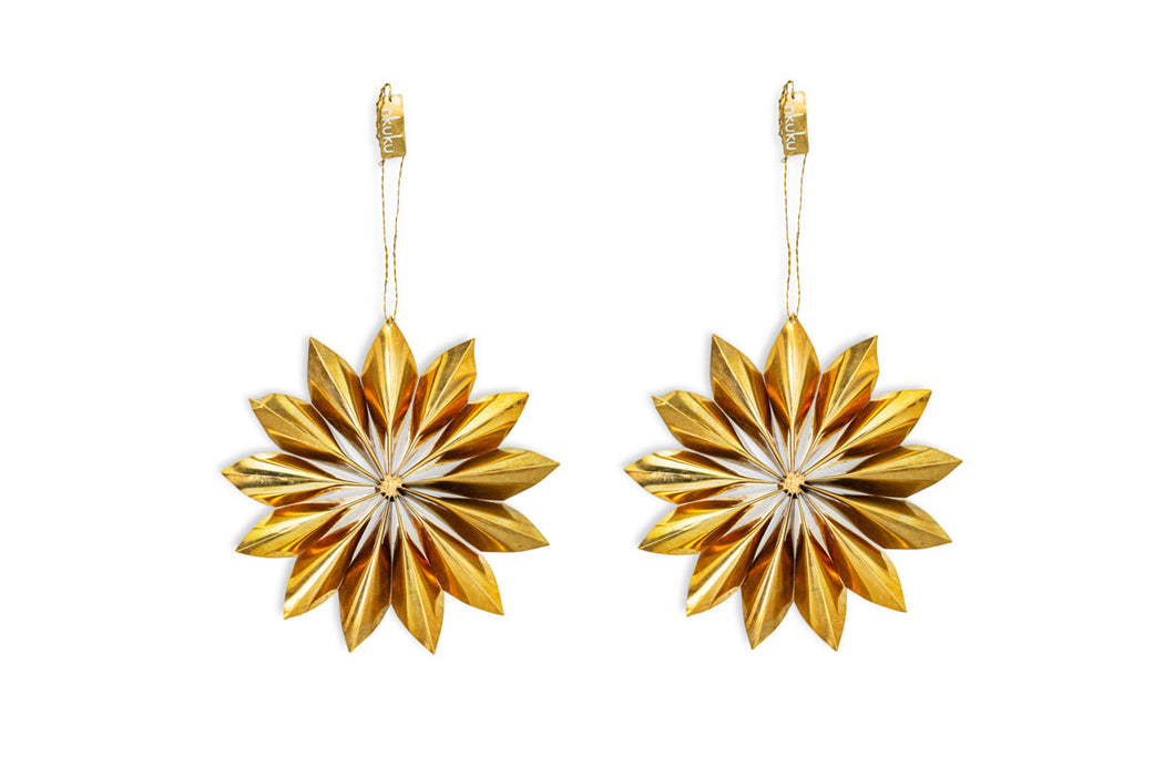 Amata Brass Star Baubles - Antique Brass - Set of 2