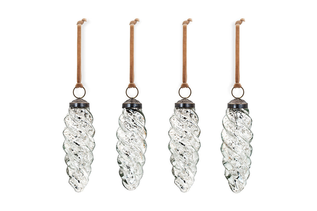 Athardi Drop Bauble Antique Silver Set Of 4
