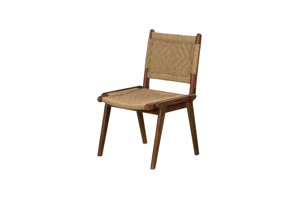 Vinay Jute & Wood Woven Dining Chair - Chocolate Brown