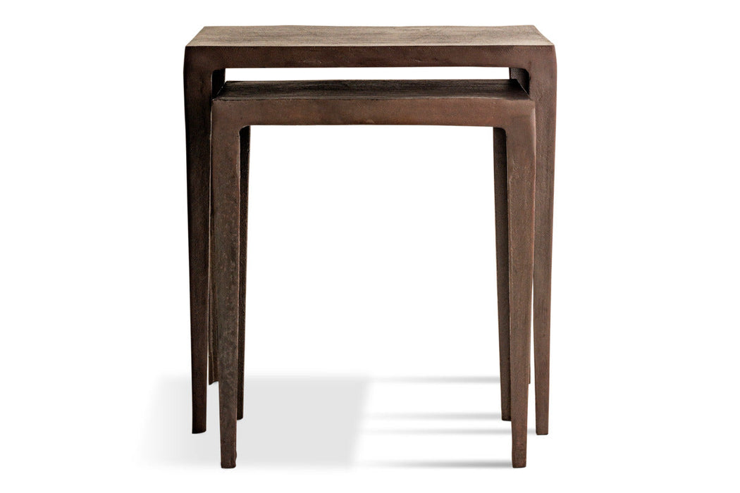 Jagan Cast Metal Nesting Side Tables - Aged Black - Set of 2