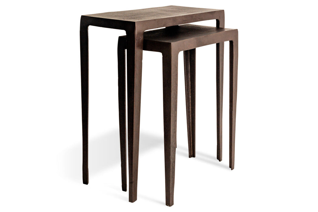 Jagan Cast Metal Nesting Side Tables - Aged Black - Set of 2