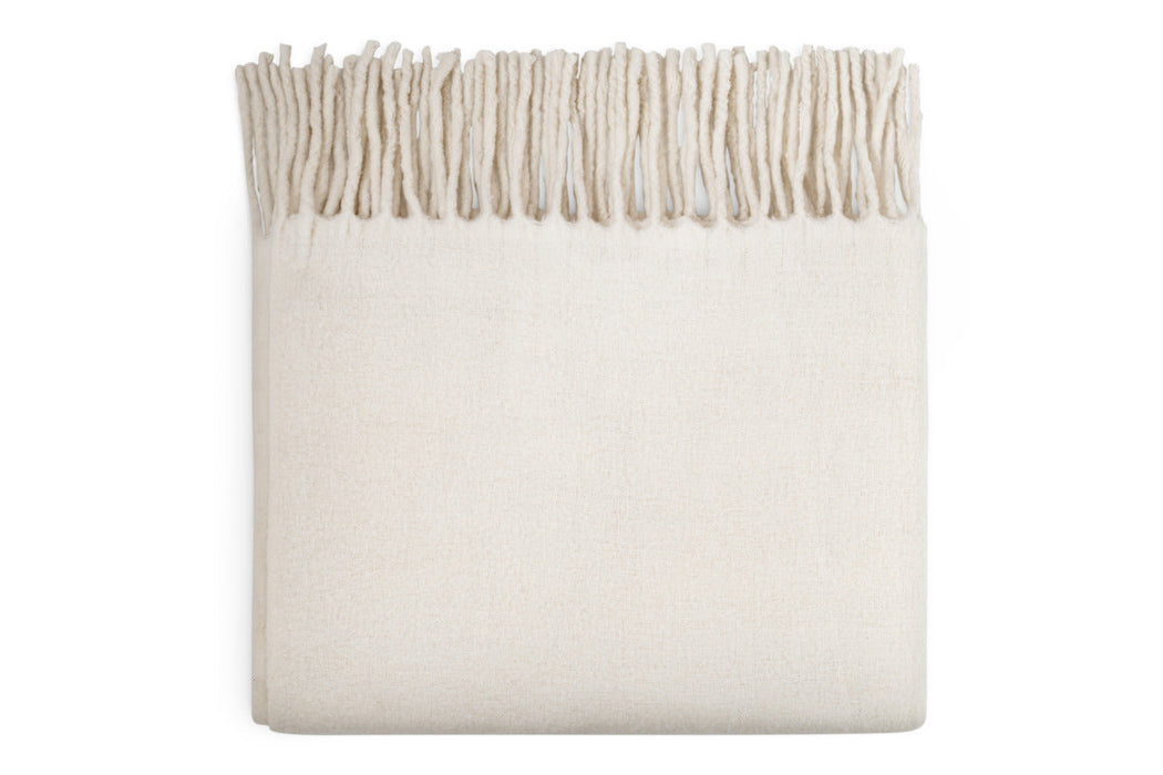 Velatu Fringed Merino Wool Throw - Natural
