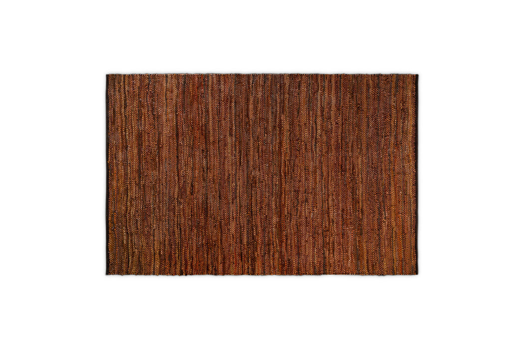 Ele Handwoven Recycled Leather Rug - Tan