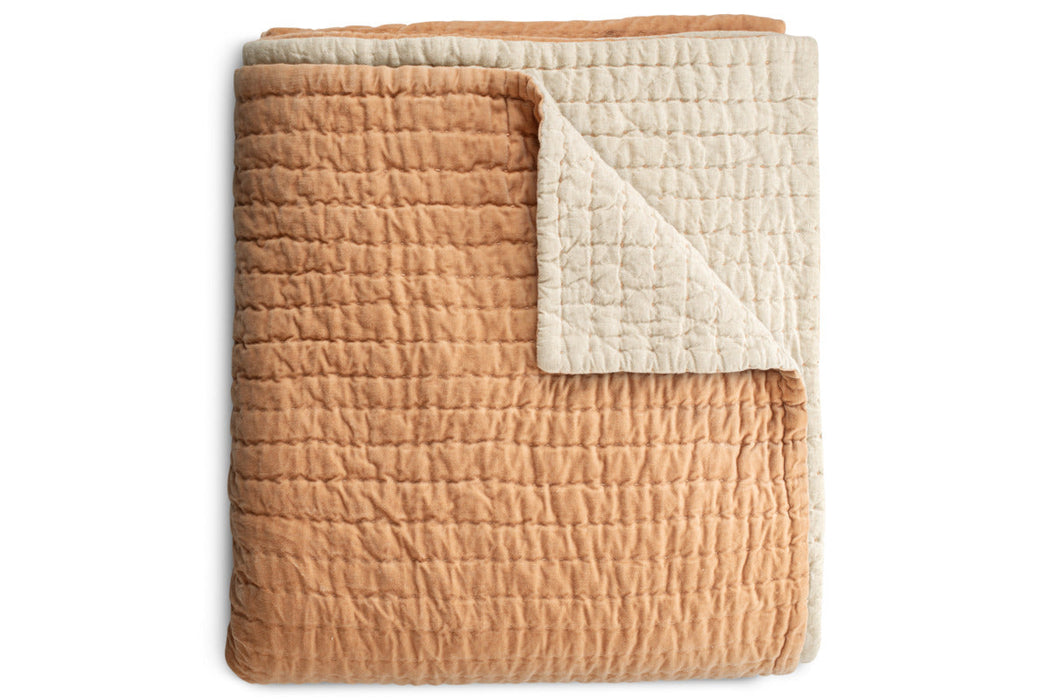 Nidra Velvet & Linen Bed Quilt - Dusty Pink