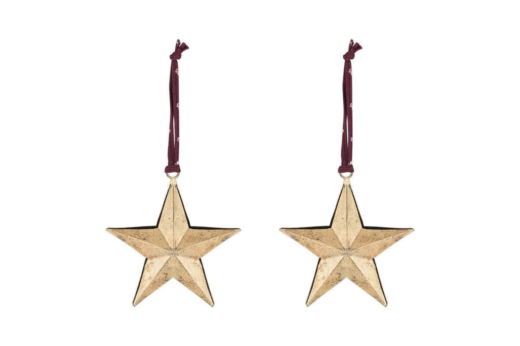 Roshani Star Baubles Antique Brass Set Of 2