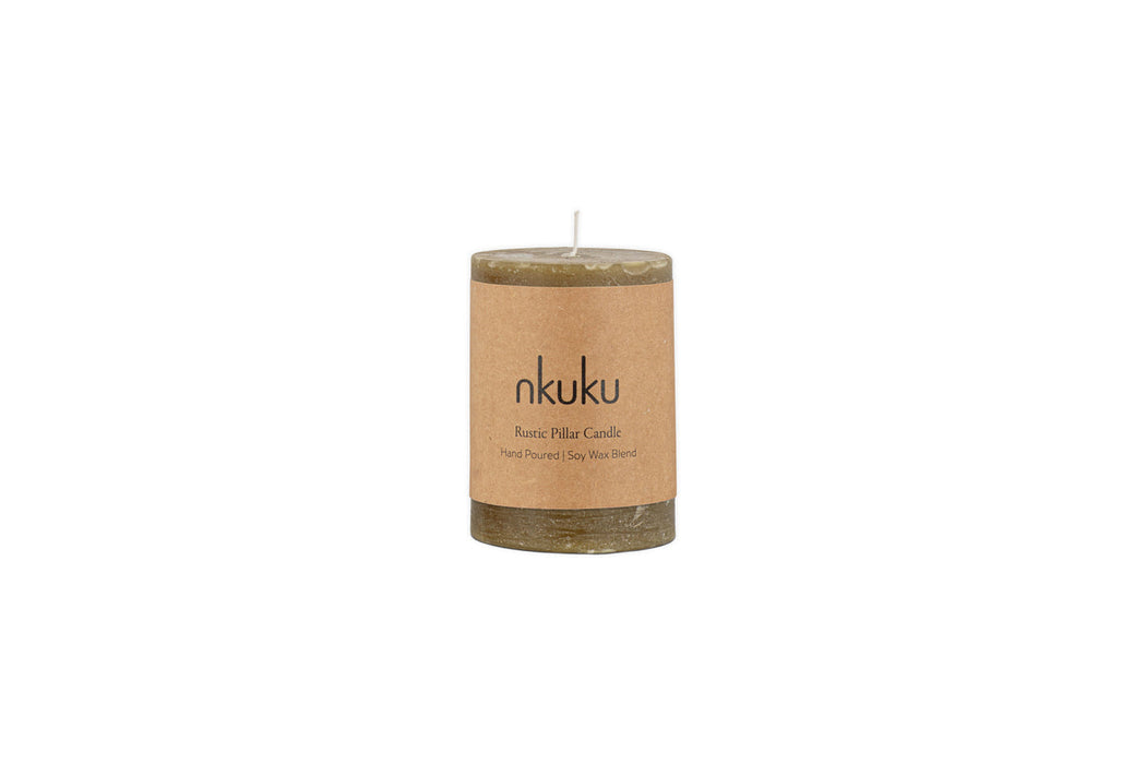 Rustic Soy Blend Mini Pillar Candle Olive