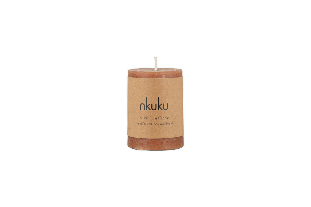Rustic Soy Blend Mini Pillar Candle Rust