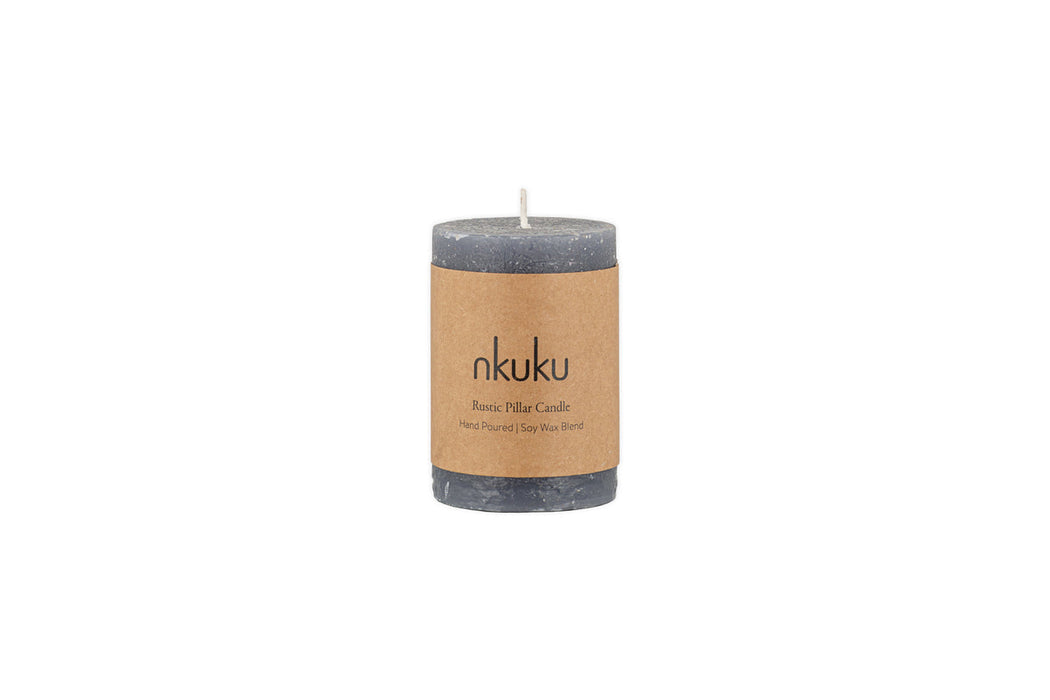 Rustic Soy Blend Mini Pillar Candle Charcoal