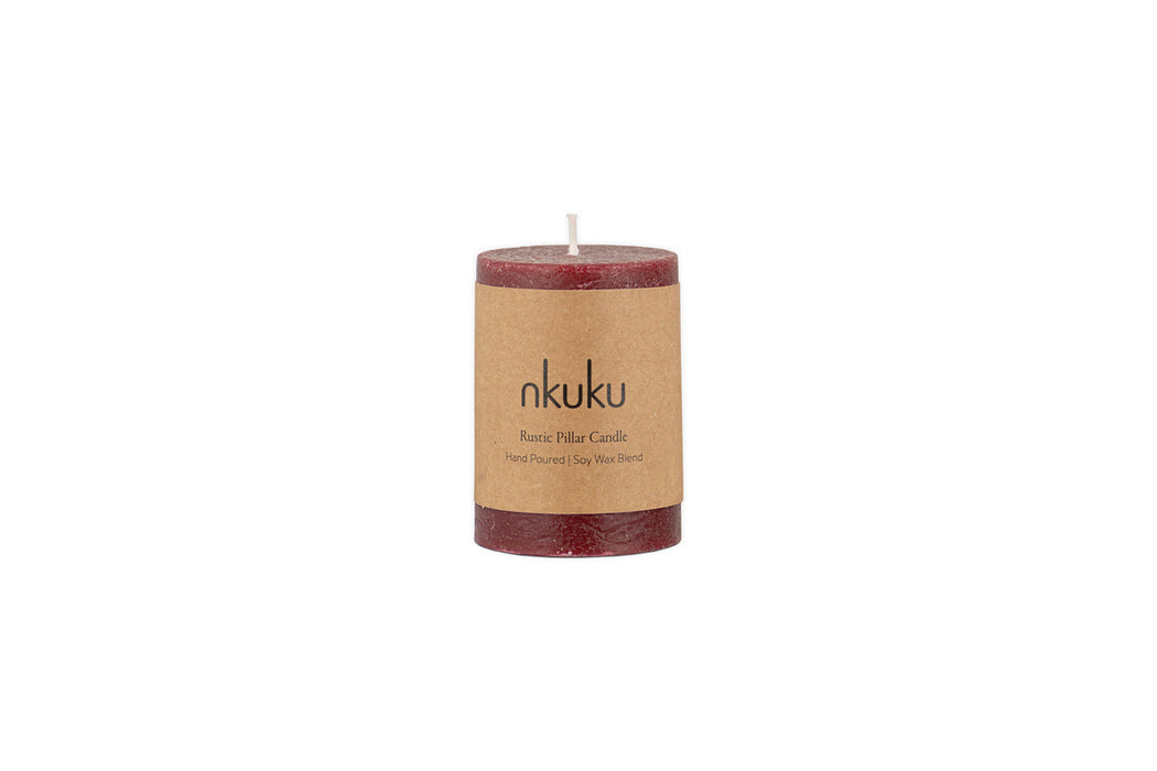 Rustic Soy Blend Mini Pillar Candle Dark Cherry