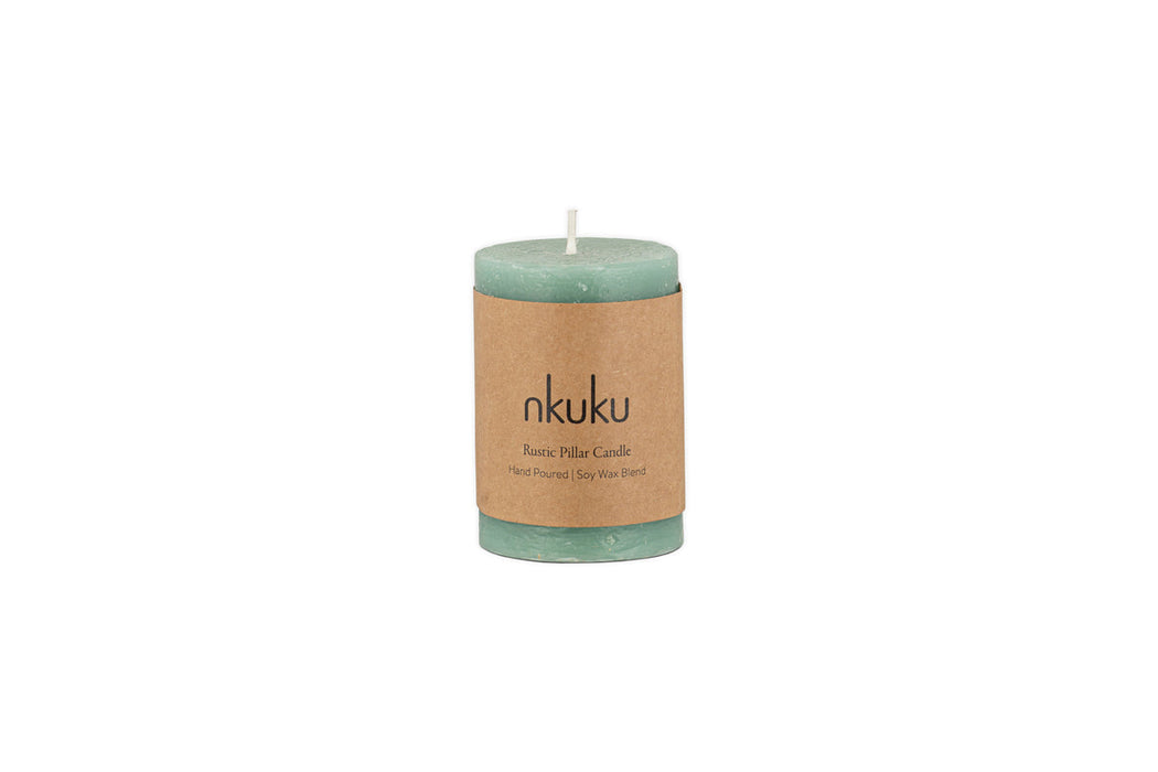 Rustic Soy Blend Mini Pillar Candle Sage Green